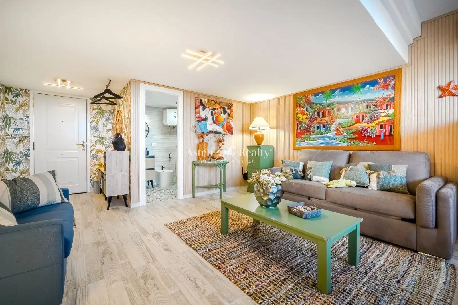 Wohnzimmer von Einfamilien-Reihenhaus zum Verkauf in Arona mit Klimaanlage, Terrasse und Abstellraum