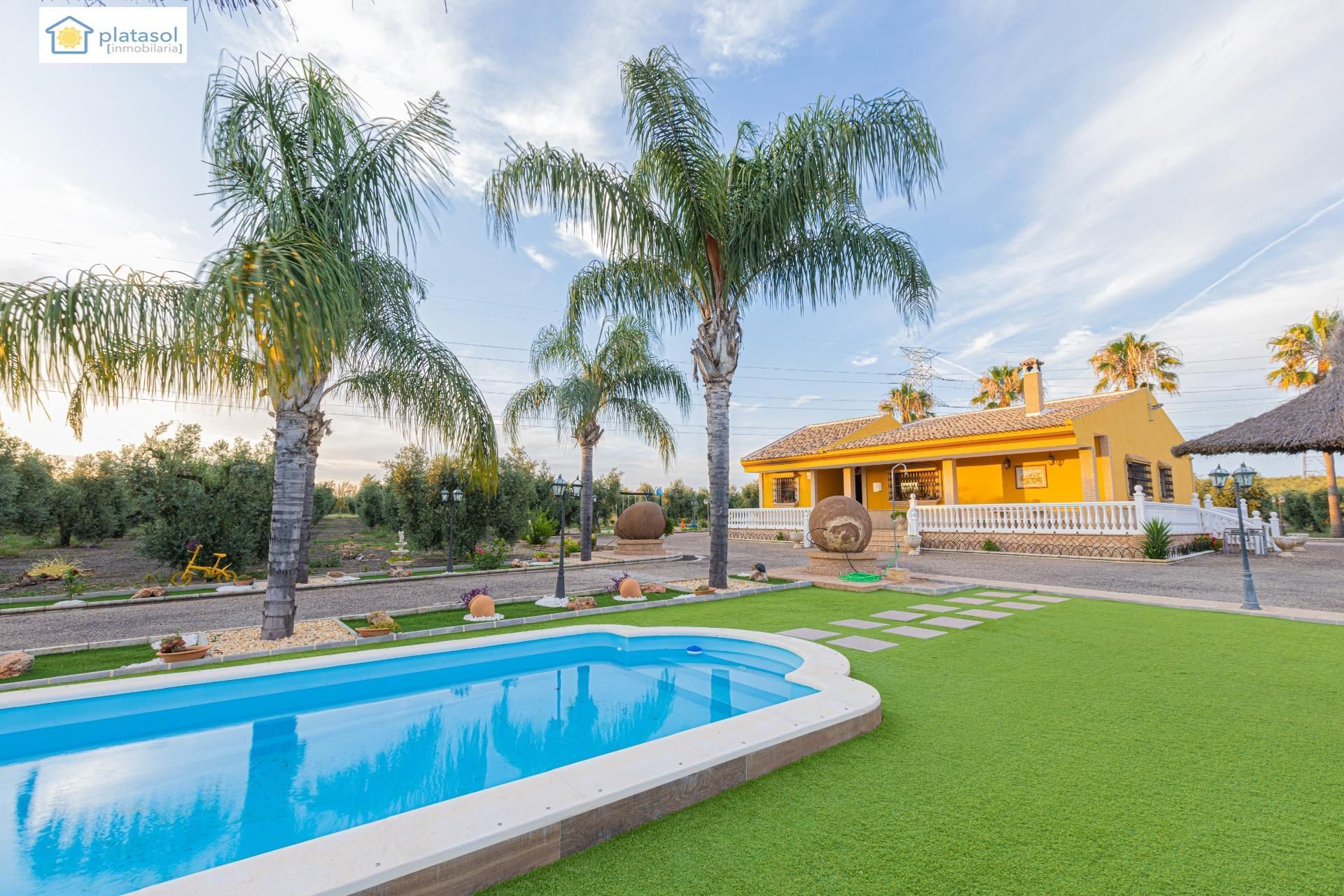 Swimming pool of Country house for sale in Chucena  with Air Conditioner, Heating and Private garden