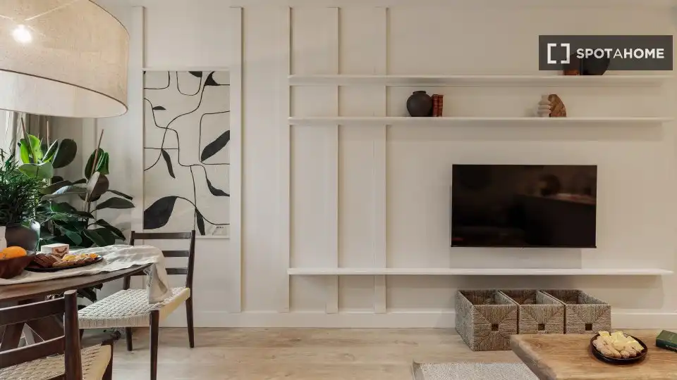 Wohnzimmer von Wohnungen zur untervermieten in Barcelona mit Klimaanlage, Terrasse und Möbliert