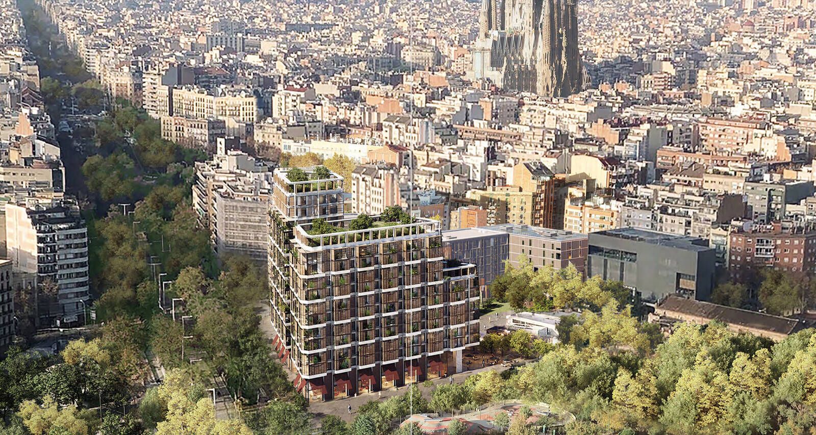 Vista exterior de Apartament en venda en  Barcelona Capital amb Aire condicionat, Jardí privat i Terrassa