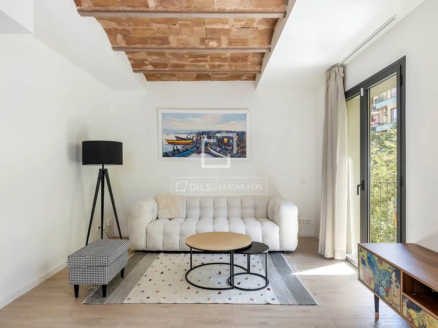 Sala de estar de Piso de alquiler en Barcelona con Aire acondicionado, Parquet y Terraza