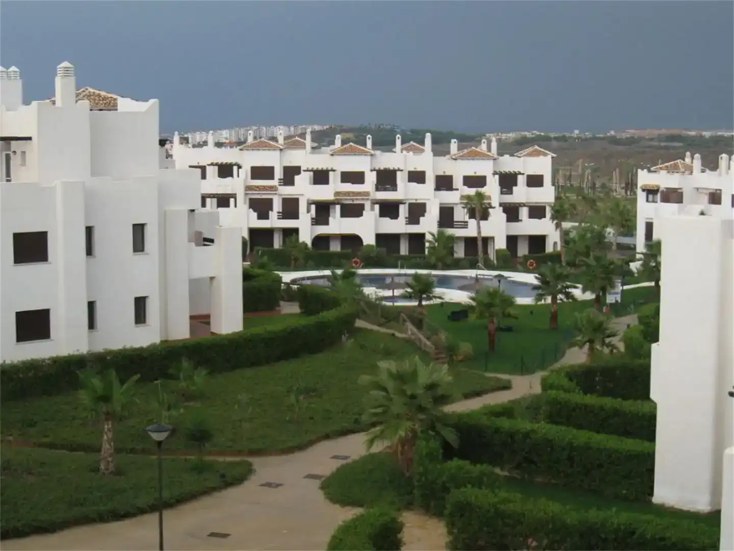 Außenansicht von Wohnung zur Miete in Vera mit Klimaanlage, Privatgarten und Schwimmbad