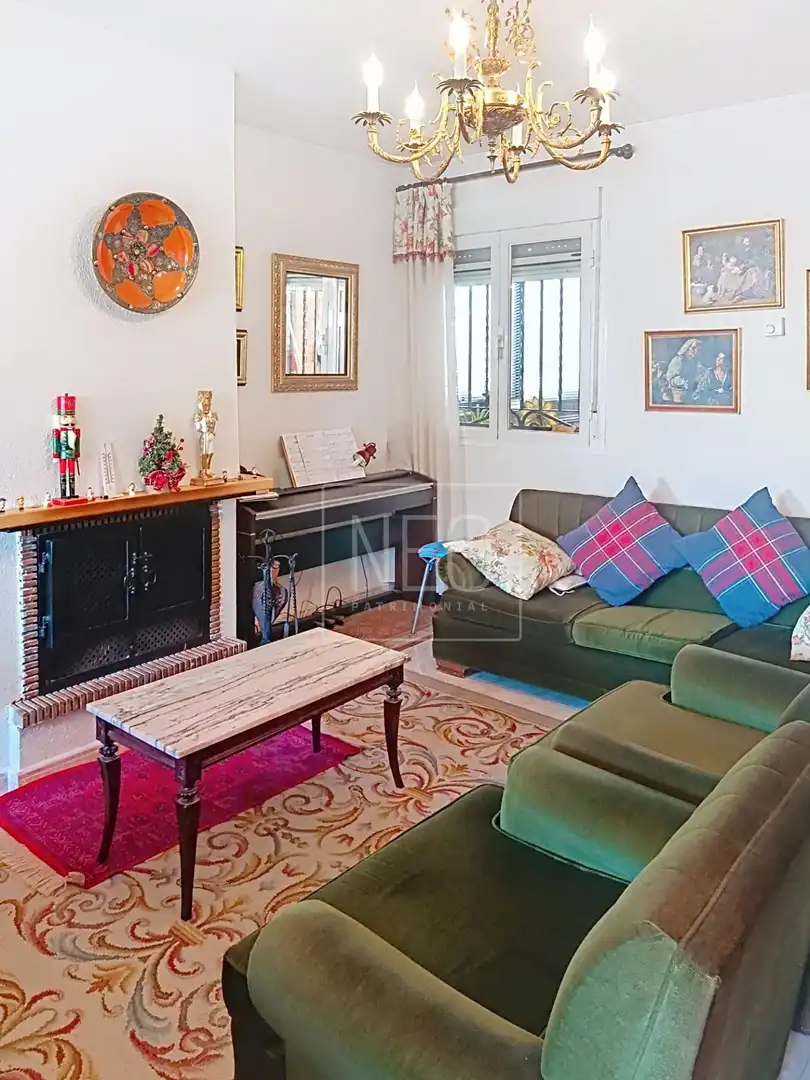 Sala d'estar de Casa o xalet en venda en Moraleja de Enmedio amb Calefacció, Jardí privat i Terrassa