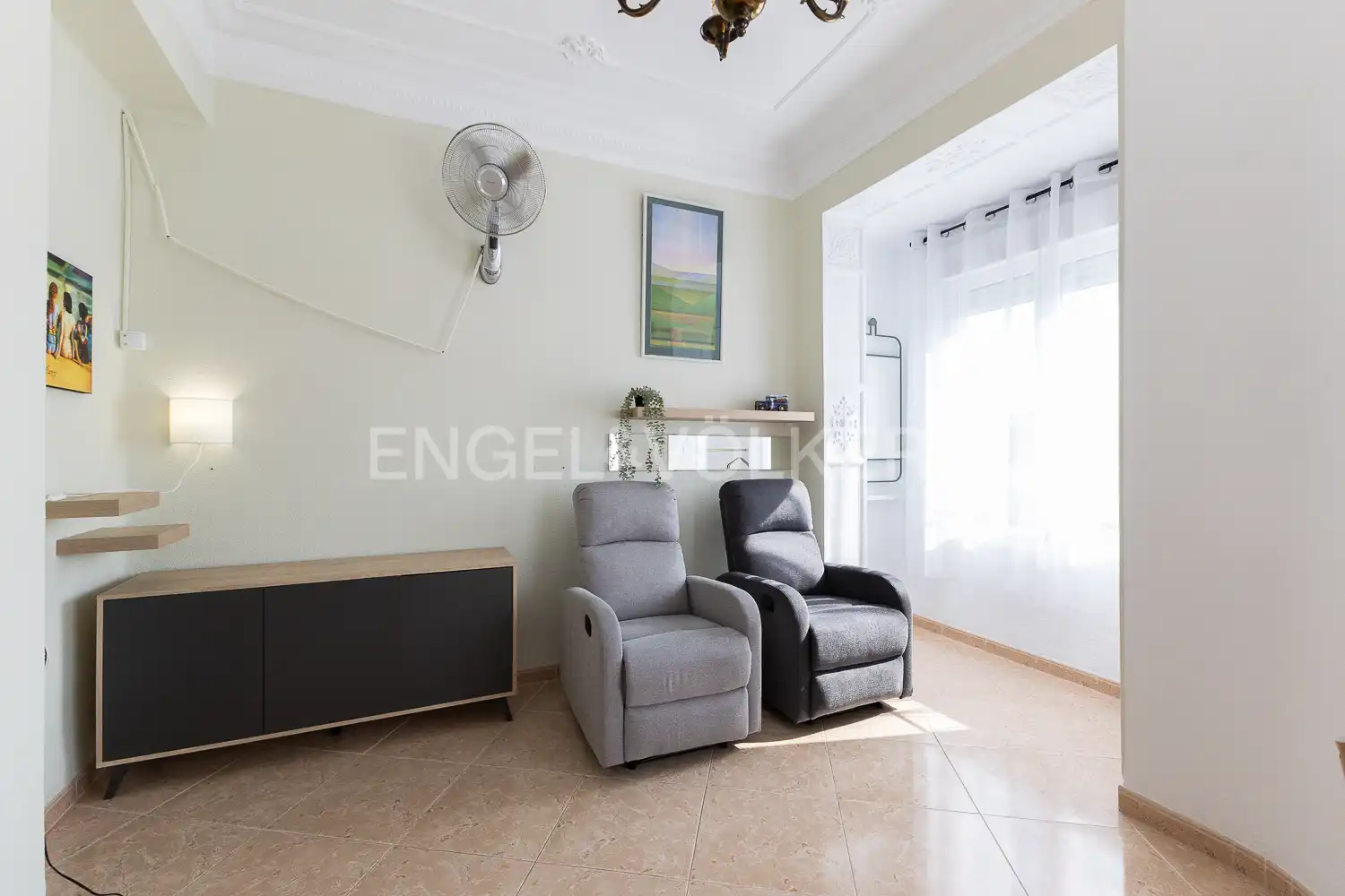 Living room of Flat for rent in Valencia  with Air Conditioner, Heating and Furnished