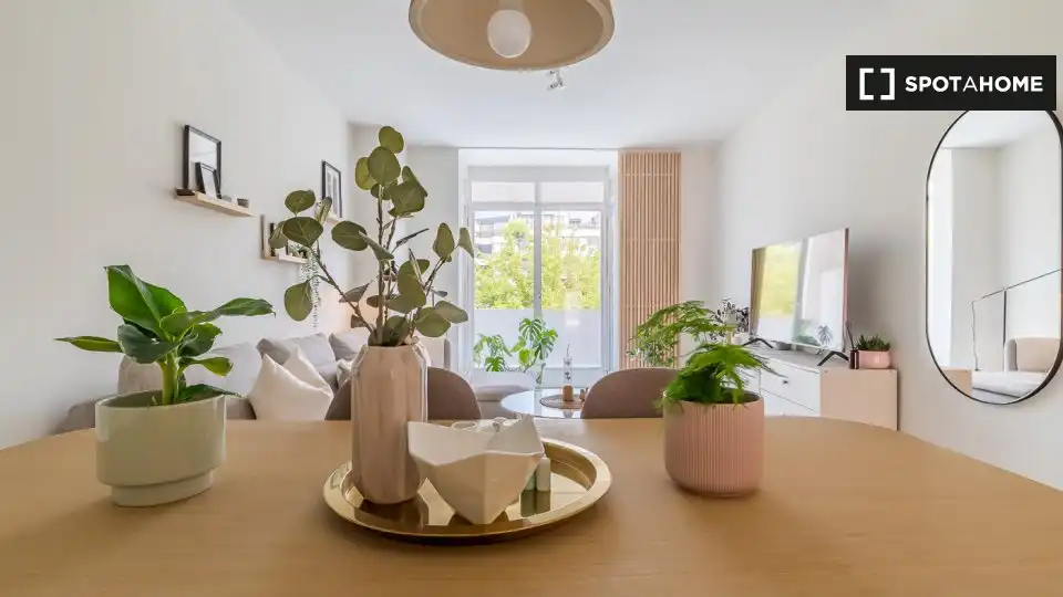 Living room of Flat for rent in Madrid  with Air Conditioner, Heating and Furnished