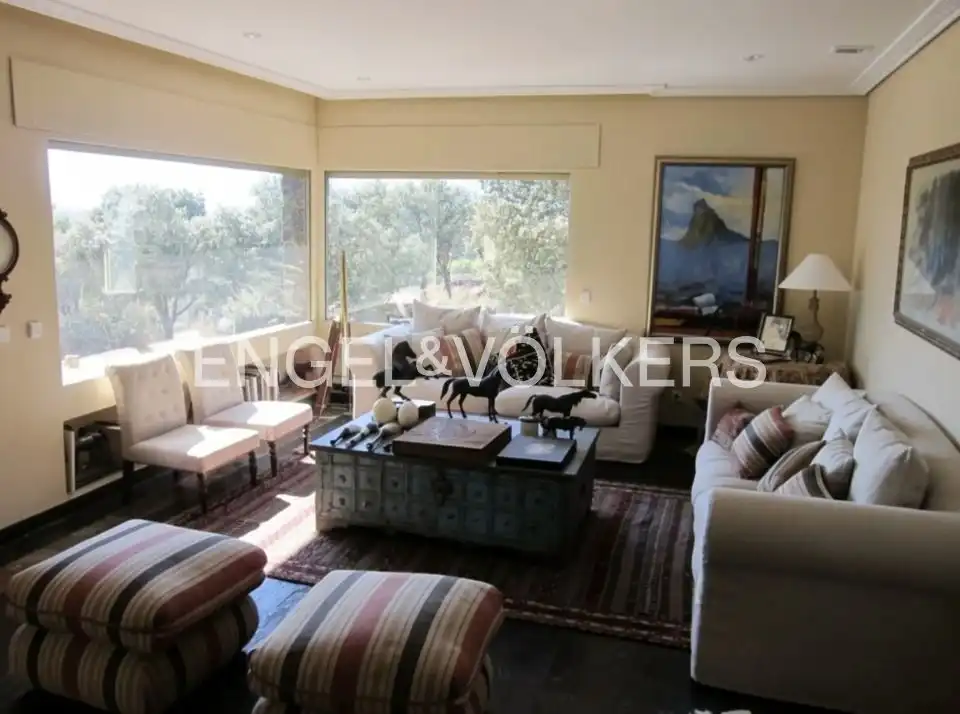 Sala d'estar de Finca rústica de lloguer en Alpedrete amb Aire condicionat, Calefacció i Jardí privat