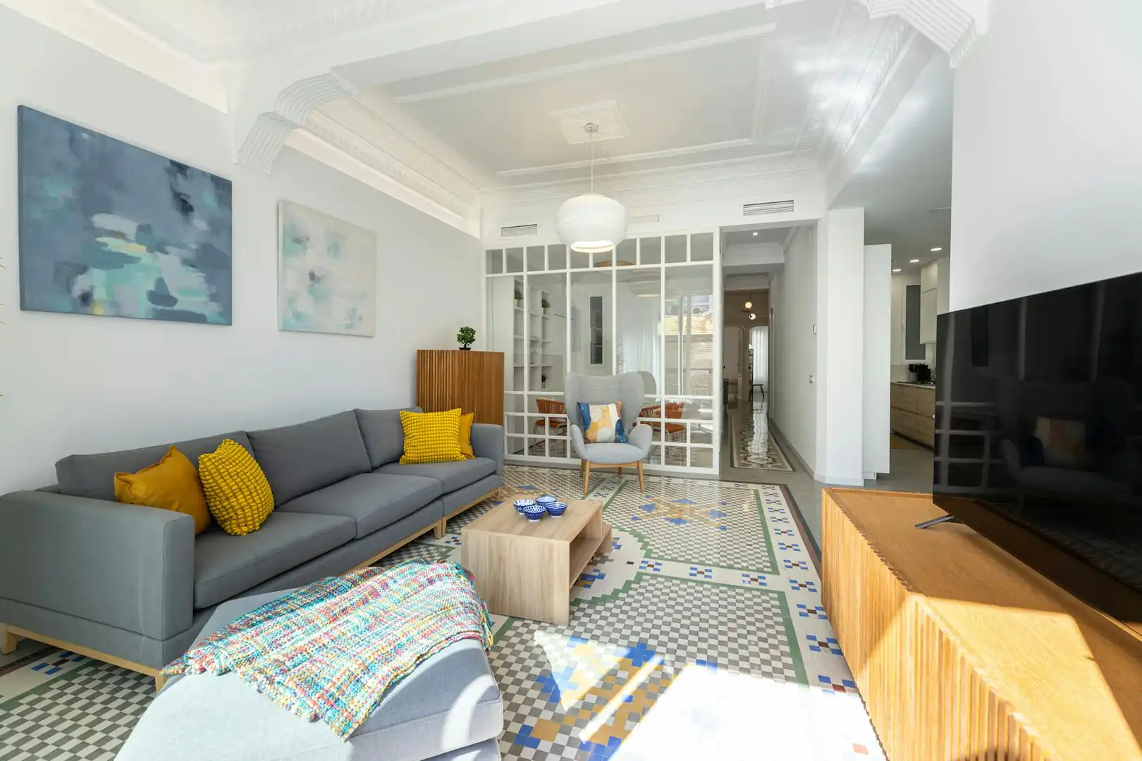 Living room of Flat for rent in Valencia  with Air Conditioner, Heating and Furnished