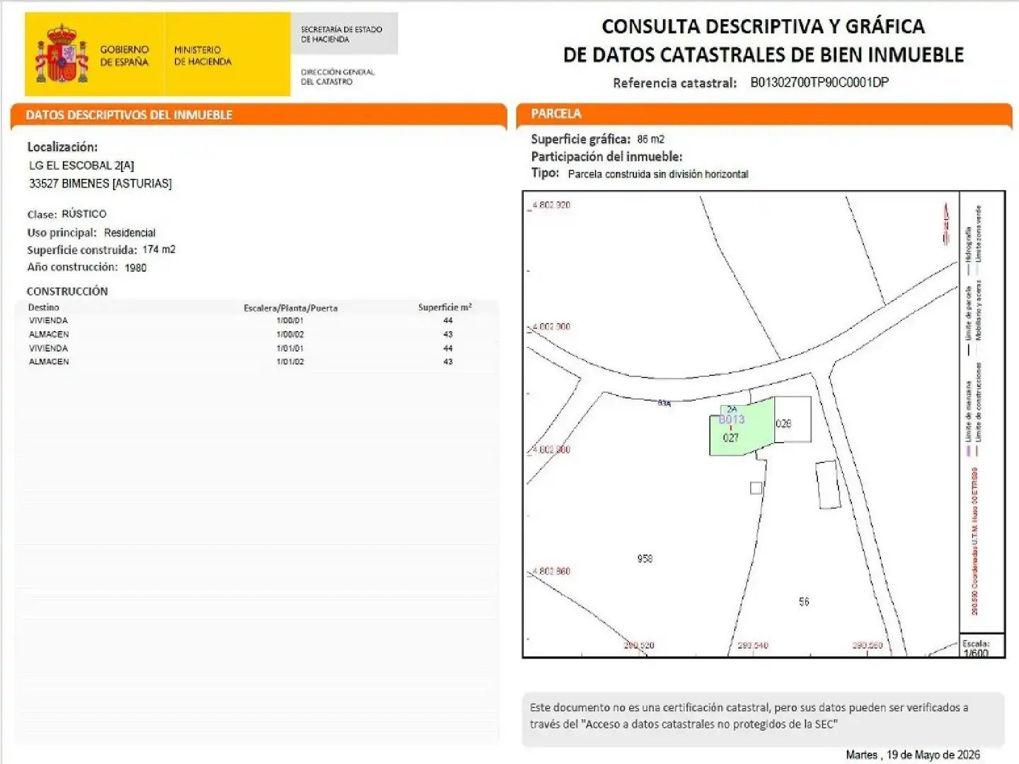 Casa o chalet en venta en Bimenes