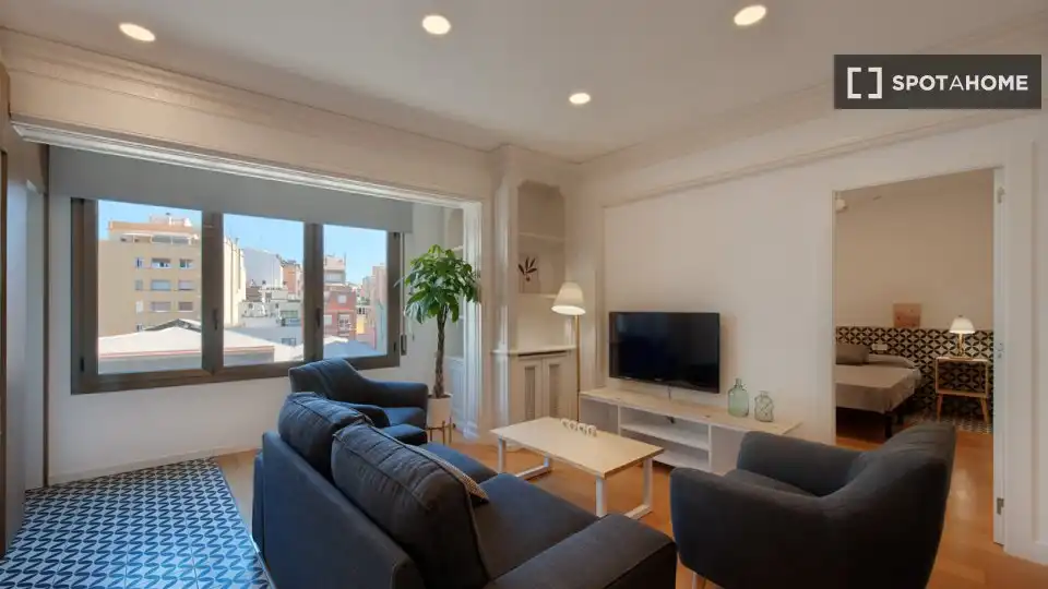 Living room of Flat for rent in Barcelona  with Air Conditioner, Heating and Furnished