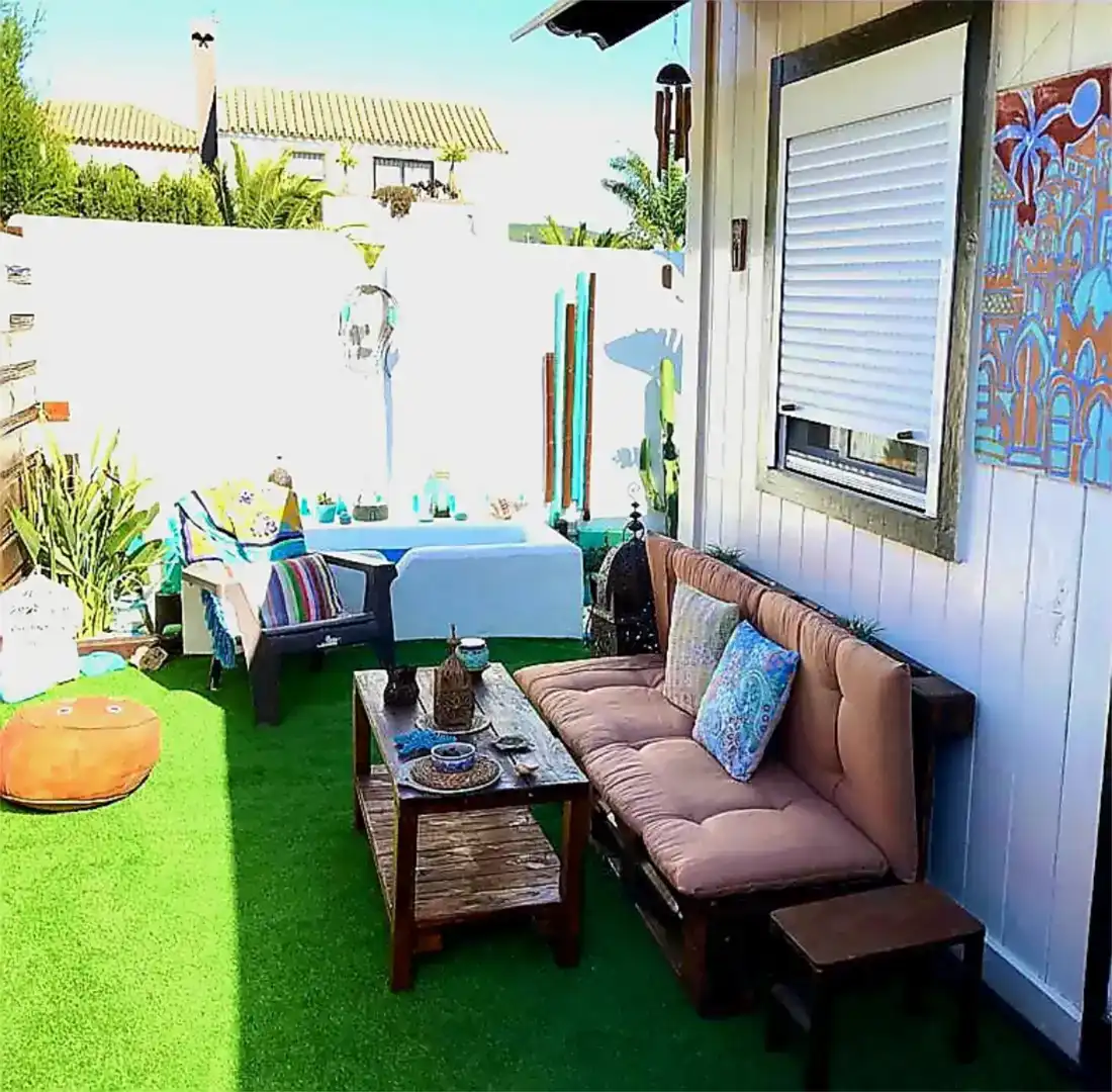 Terraza de Estudio de alquiler en Barbate con Aire acondicionado, Jardín privado y Piscina