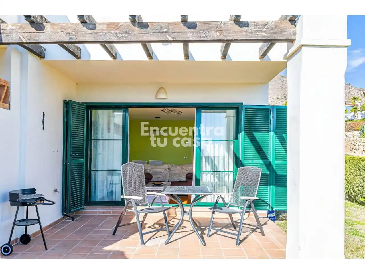 Terrasse von Einfamilien-Reihenhaus zur Miete in Finestrat mit Klimaanlage, Heizung und Privatgarten