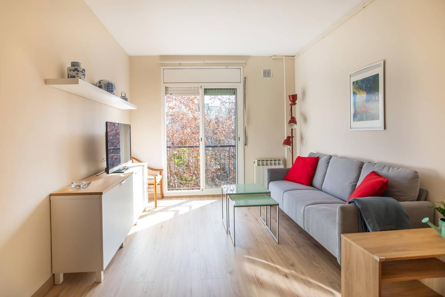 Sala d'estar de Pis de lloguer en  Barcelona Capital amb Aire condicionat, Moblat i Internet