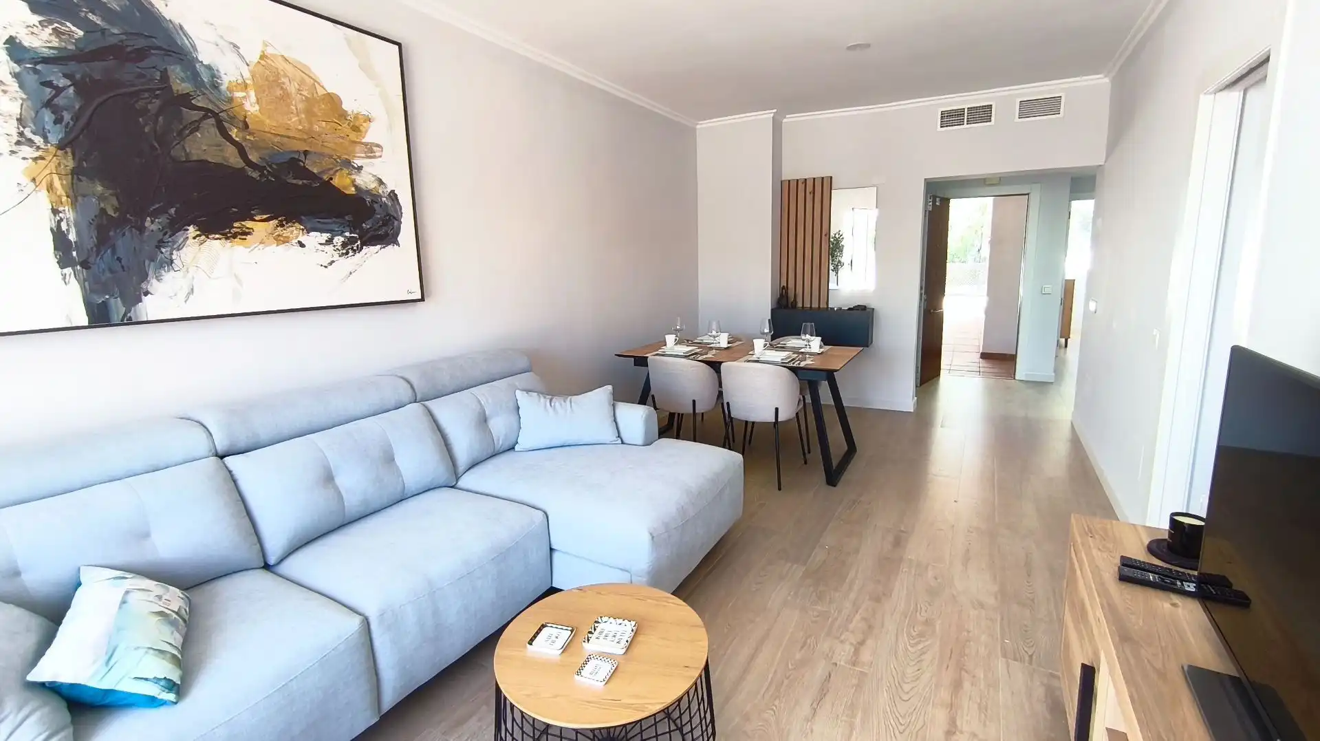 Wohnzimmer von Wohnungen zum Verkauf in Mojácar mit Klimaanlage, Heizung und Terrasse