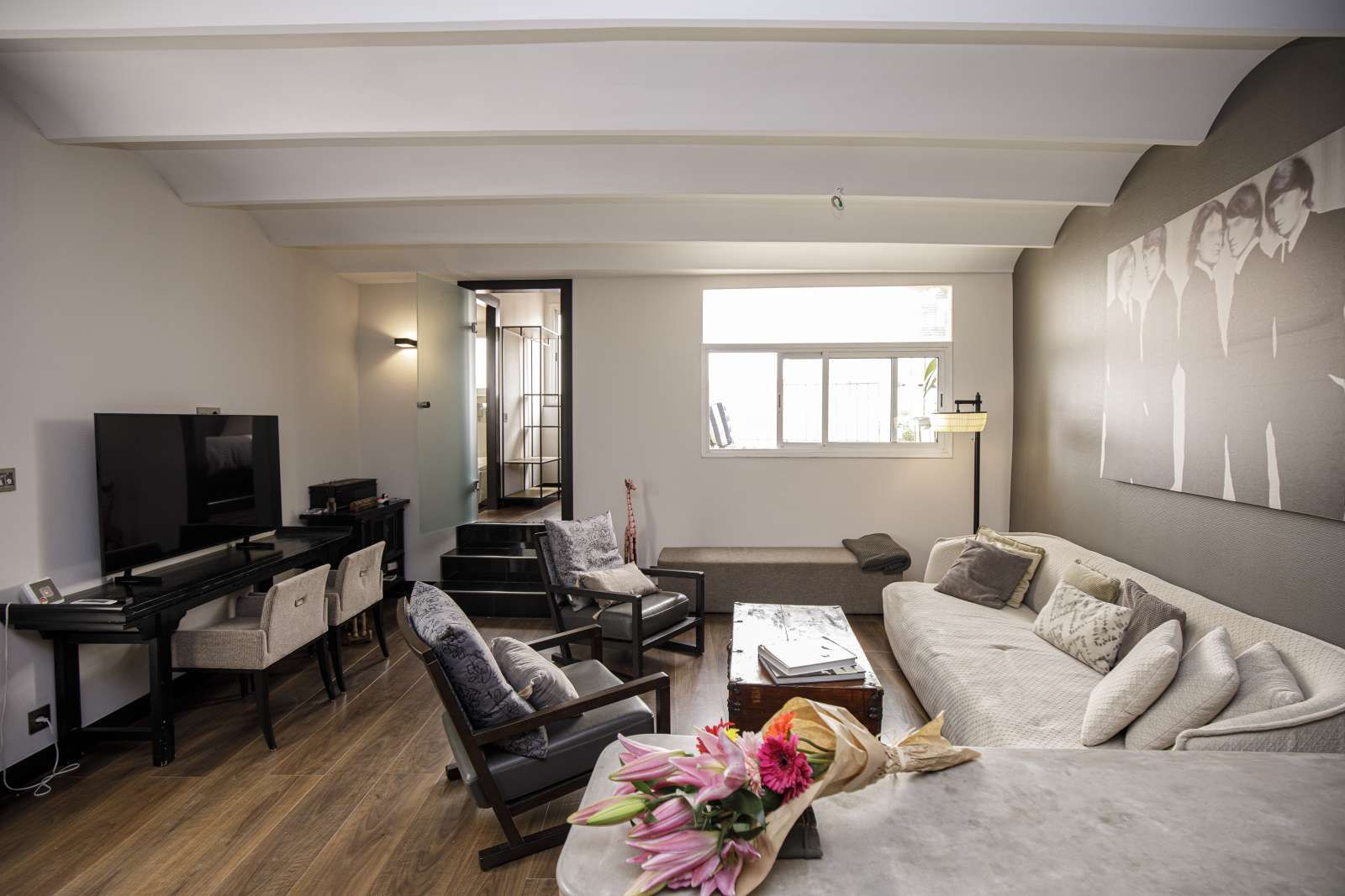 Sala de estar de Apartamento para compartir en  Barcelona Capital con Aire acondicionado, Calefacción y Terraza