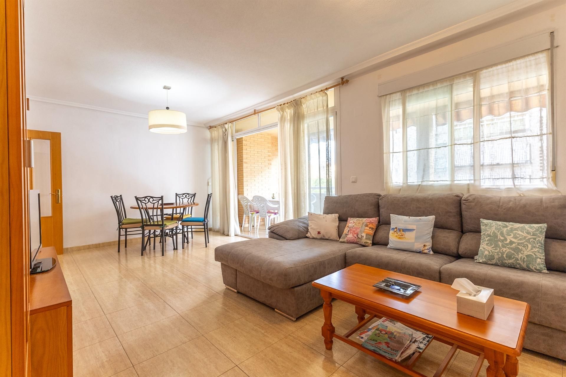 Sala d'estar de Pis en venda en Alicante / Alacant amb Aire condicionat, Jardí privat i Terrassa