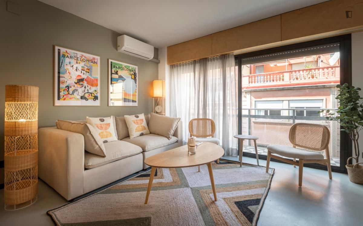 Living room of Apartment to rent in  Barcelona Capital  with Air Conditioner, Furnished and Oven