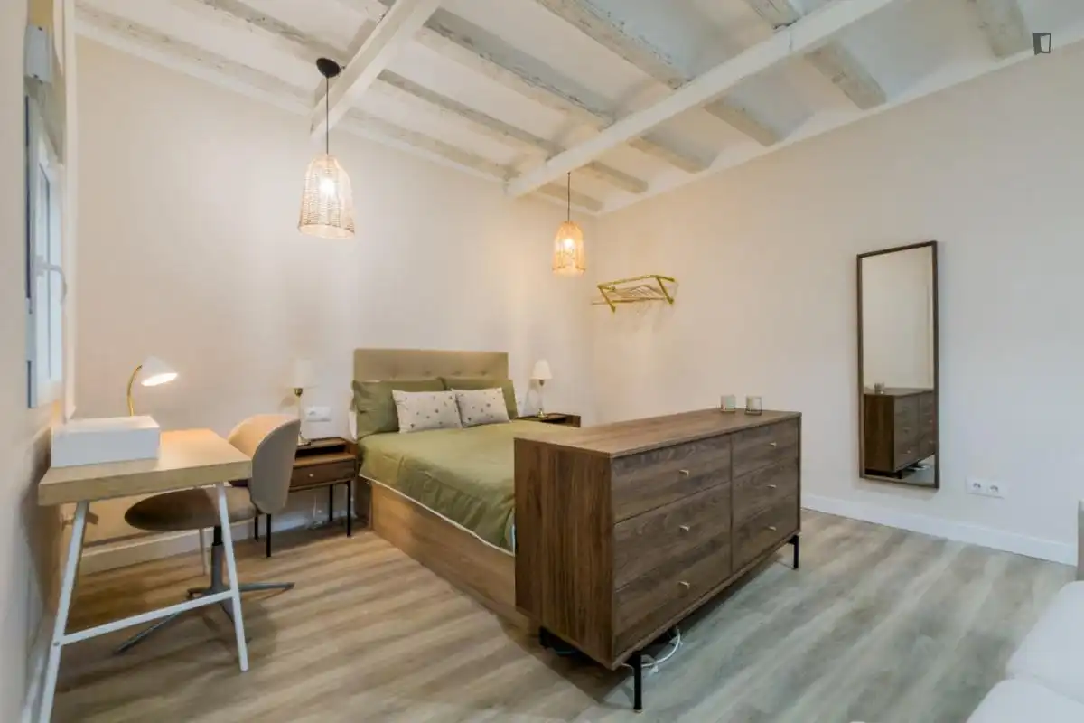 Dormitori de Apartament de lloguer en Barcelona amb Aire condicionat, Calefacció i Moblat