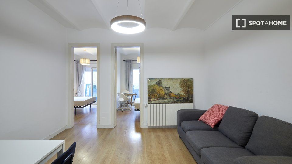 Sala d'estar de Pis de lloguer en  Barcelona Capital amb Aire condicionat, Calefacció i Moblat
