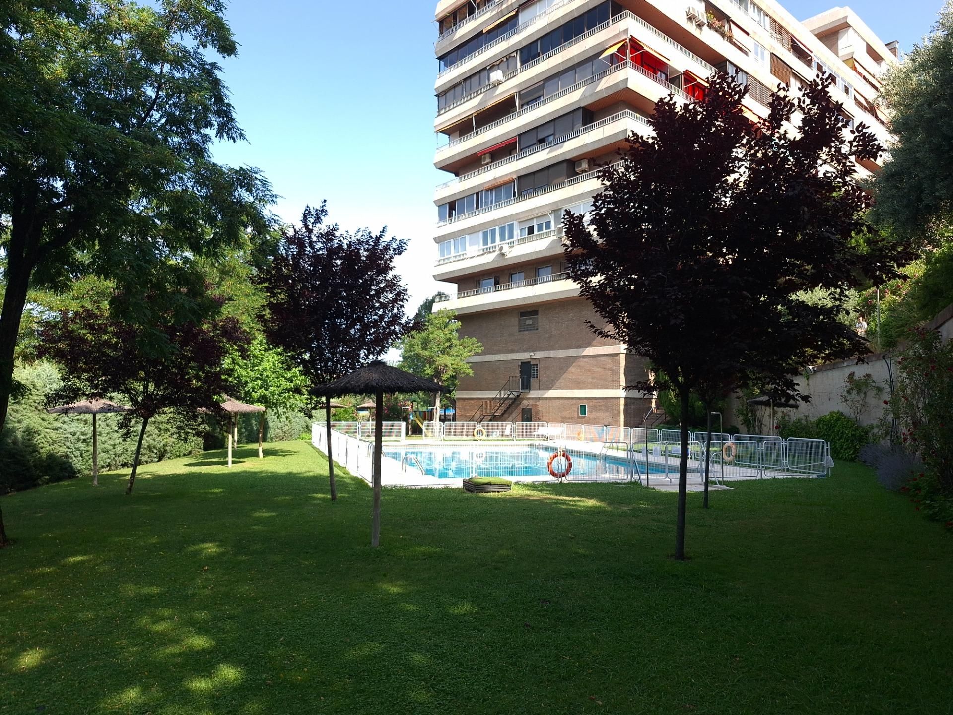 Swimming pool of Flat for sale in  Madrid Capital  with Heating, Private garden and Terrace