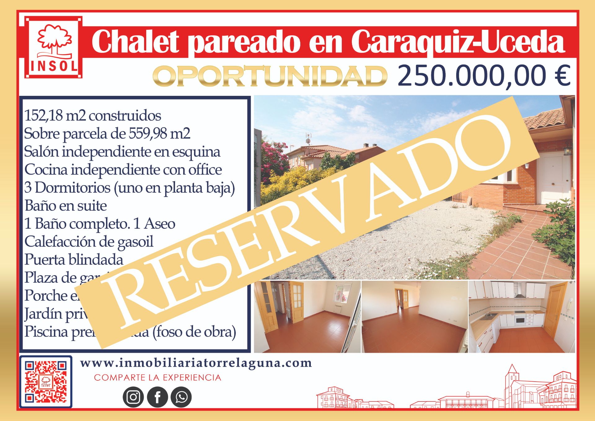 Vista exterior de Casa adosada en venda en Uceda amb Calefacció, Jardí privat i Piscina