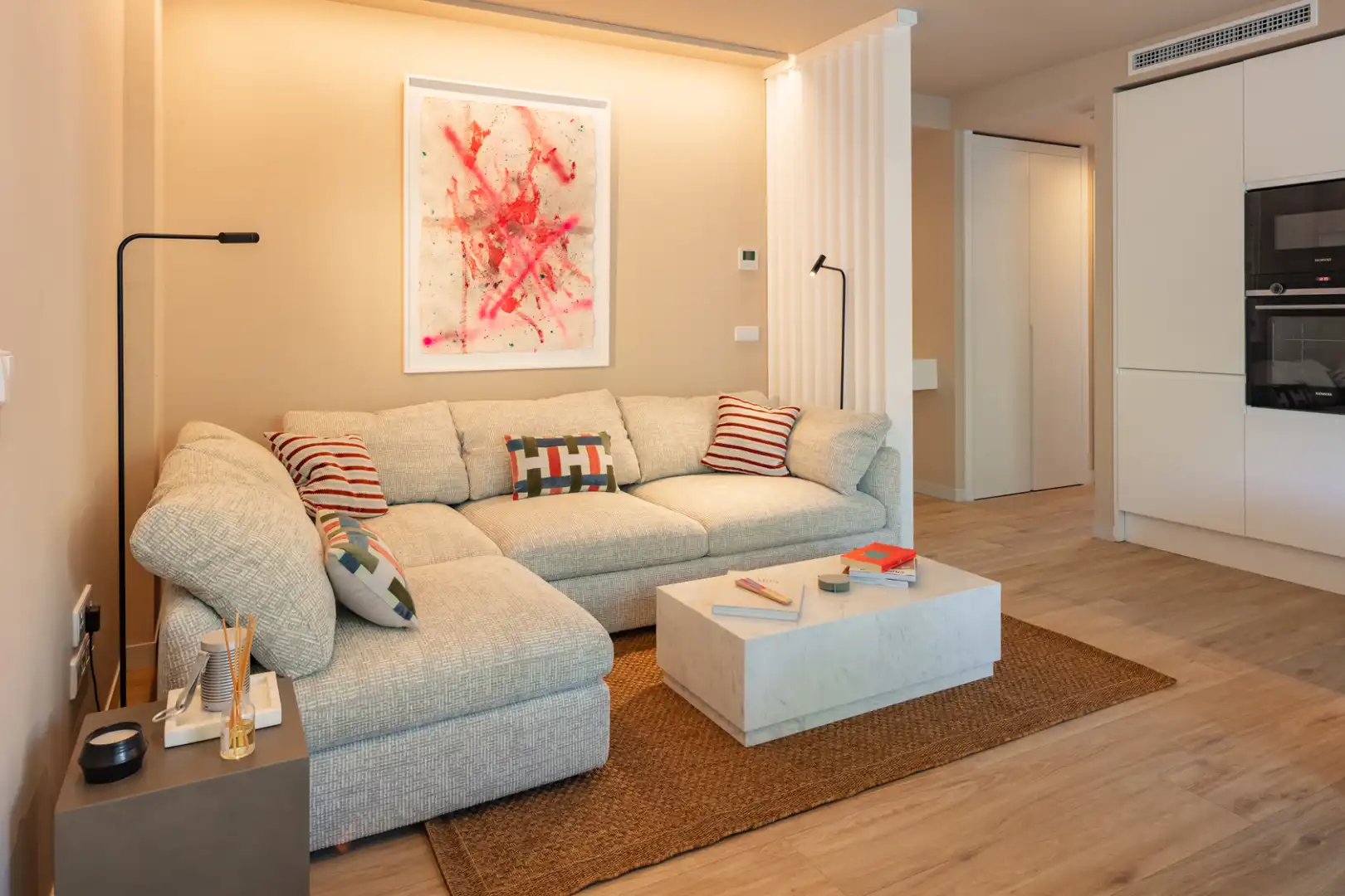 Sala de estar de Apartamento de alquiler en Jávea / Xàbia con Aire acondicionado, Calefacción y Parquet