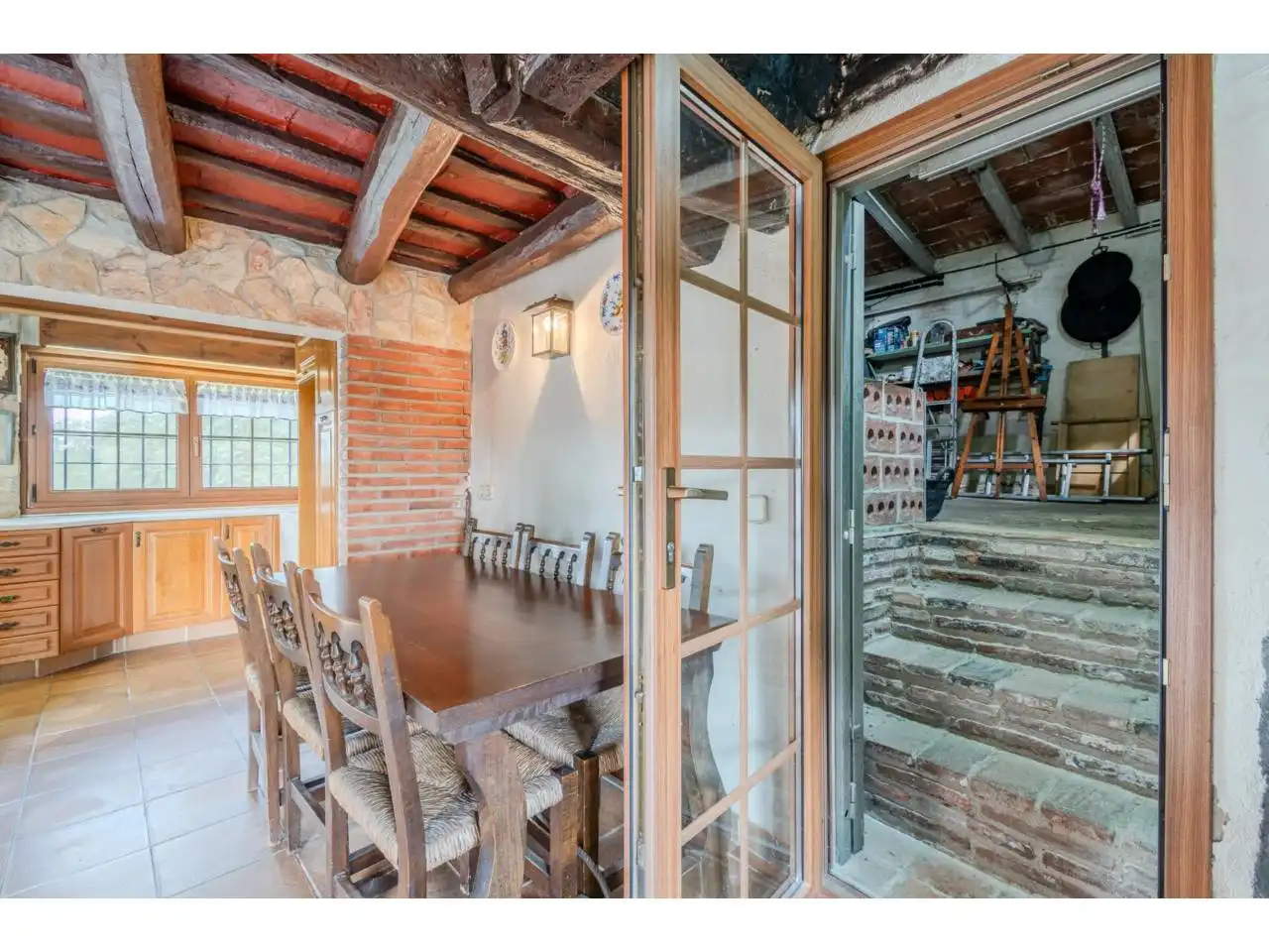 Comedor de Finca rústica en venta en Sils con Calefacción, Jardín privado y Terraza
