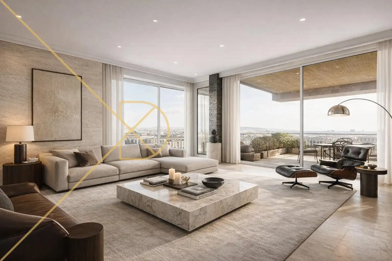 Wohnzimmer von Wohnung zum Verkauf in  Barcelona Capital mit Heizung, Privatgarten und Parkett