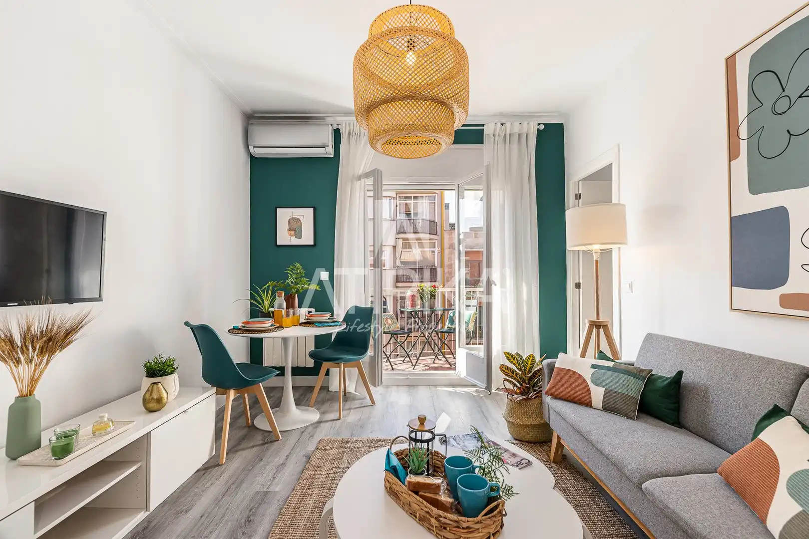 Sala de estar de Piso de alquiler en Barcelona con Aire acondicionado, Calefacción y Parquet