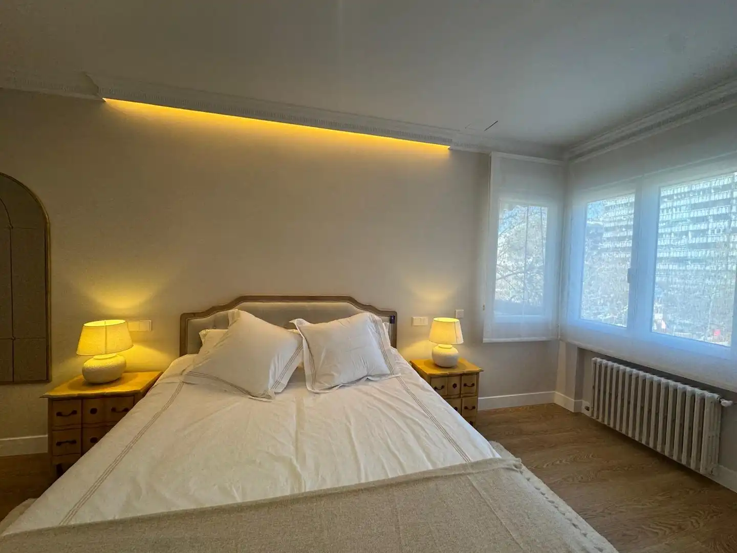 Schlafzimmer von Wohnung zur Miete in Madrid mit Klimaanlage, Heizung und Terrasse
