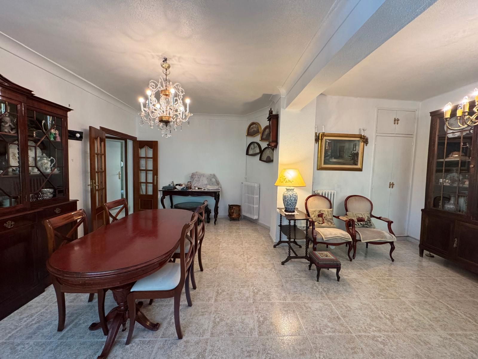 Dining room of Flat for sale in  Madrid Capital  with Storage room, Furnished and Community pool