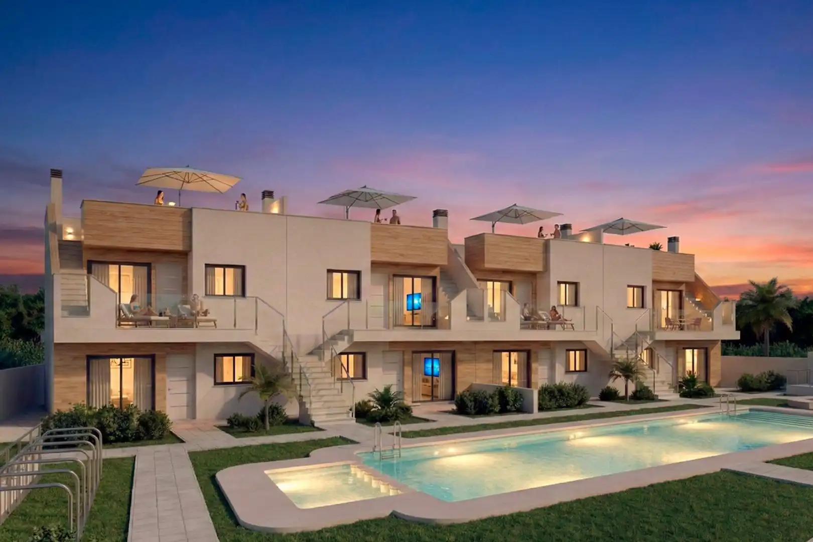 Außenansicht von Wohnung zum Verkauf in San Javier mit Klimaanlage, Privatgarten und Terrasse