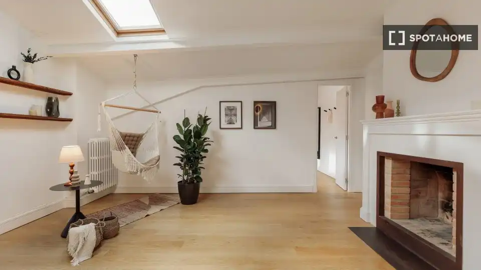 Sala d'estar de Apartament per a compartir en Barcelona amb Aire condicionat, Terrassa i Moblat