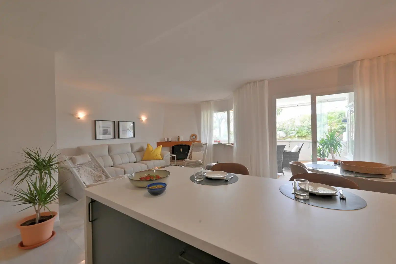 Sala de estar de Apartamento en venta en Mijas con Aire acondicionado, Terraza y Piscina