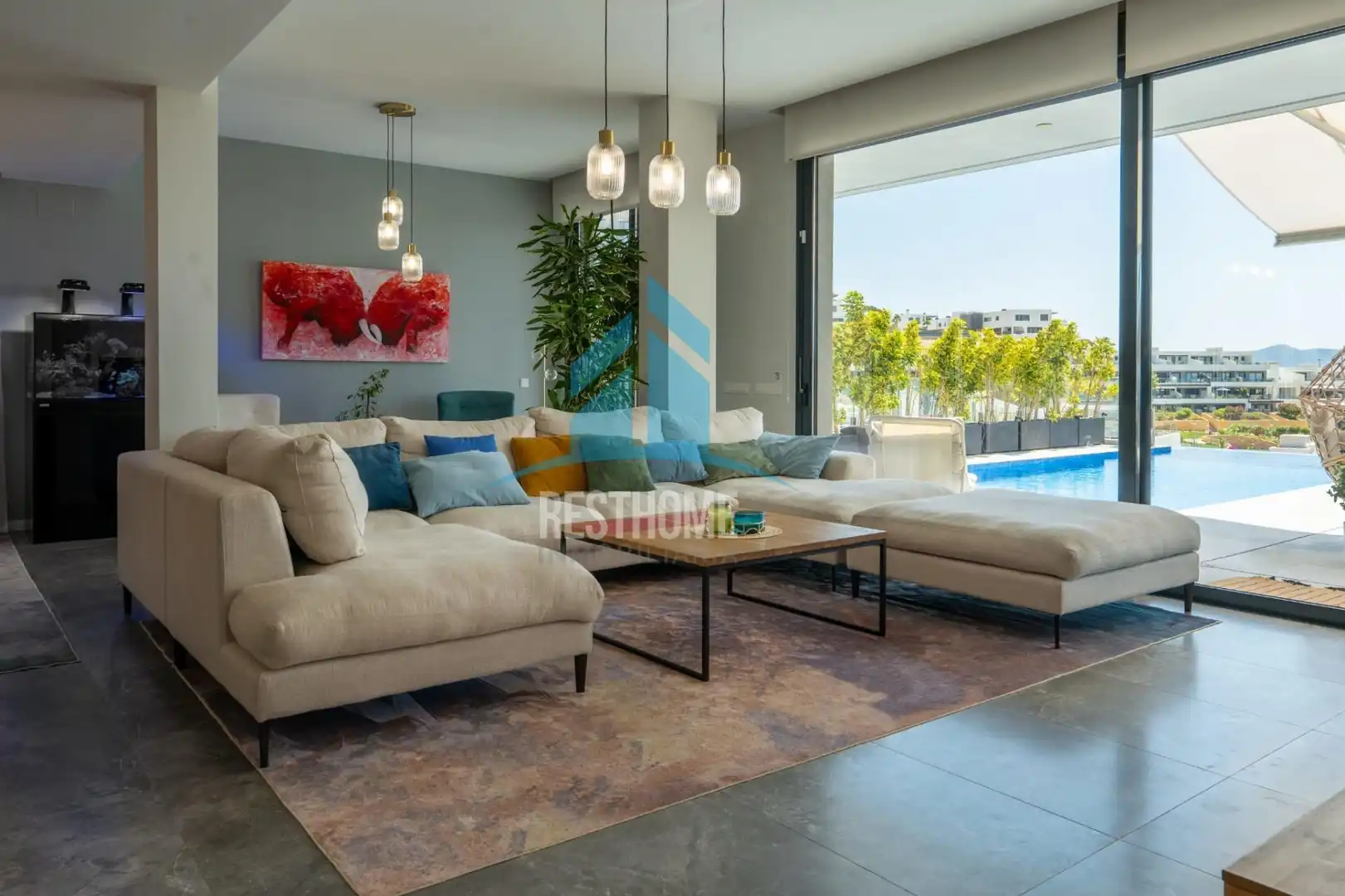Sala d'estar de Casa o xalet en venda en Finestrat amb Aire condicionat, Calefacció i Jardí privat