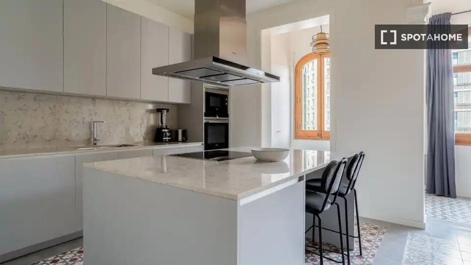 Cocina de Piso de alquiler en Barcelona con Aire acondicionado, Calefacción y Amueblado