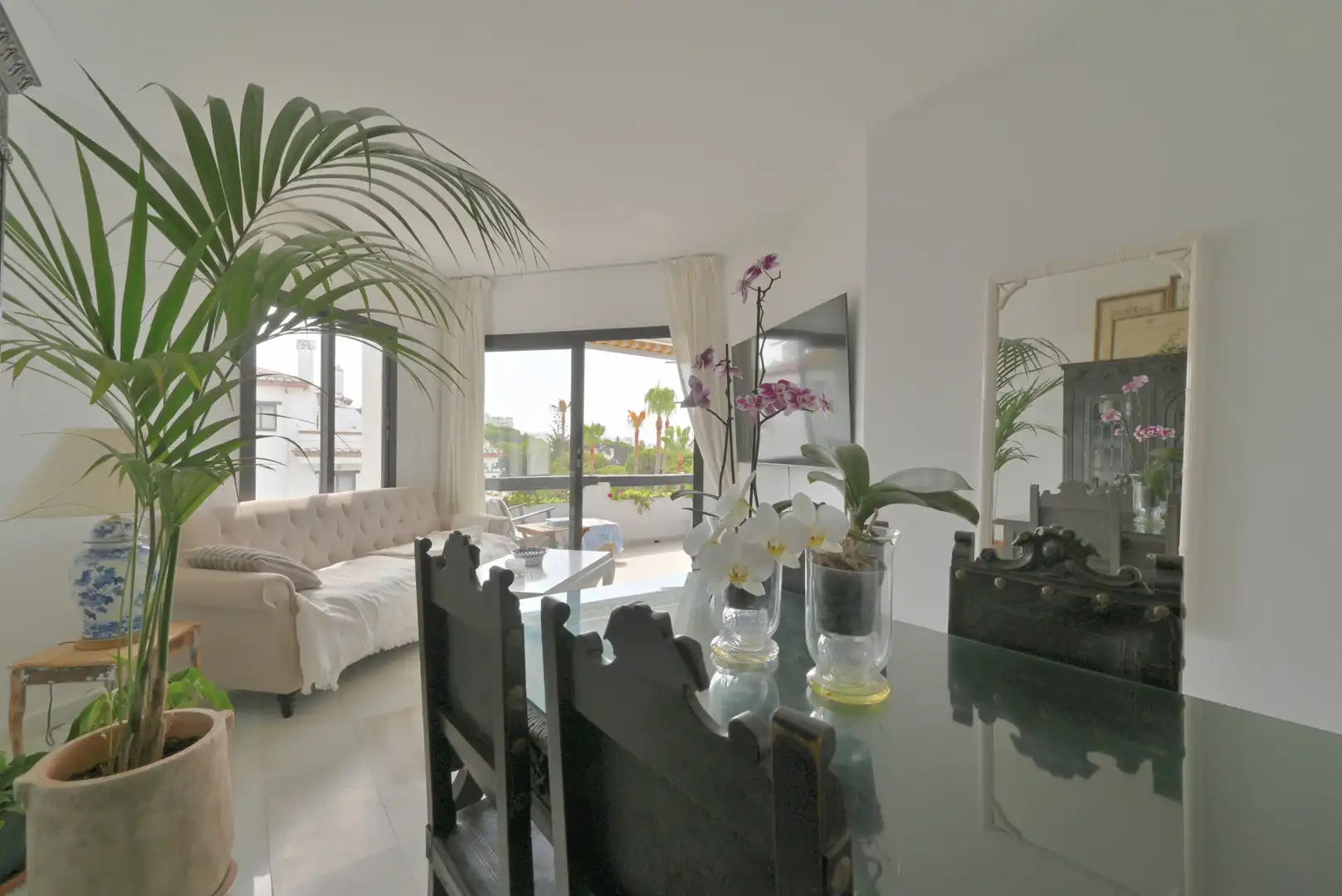 Comedor de Apartamento en venta en Mijas con Terraza, Piscina y Amueblado