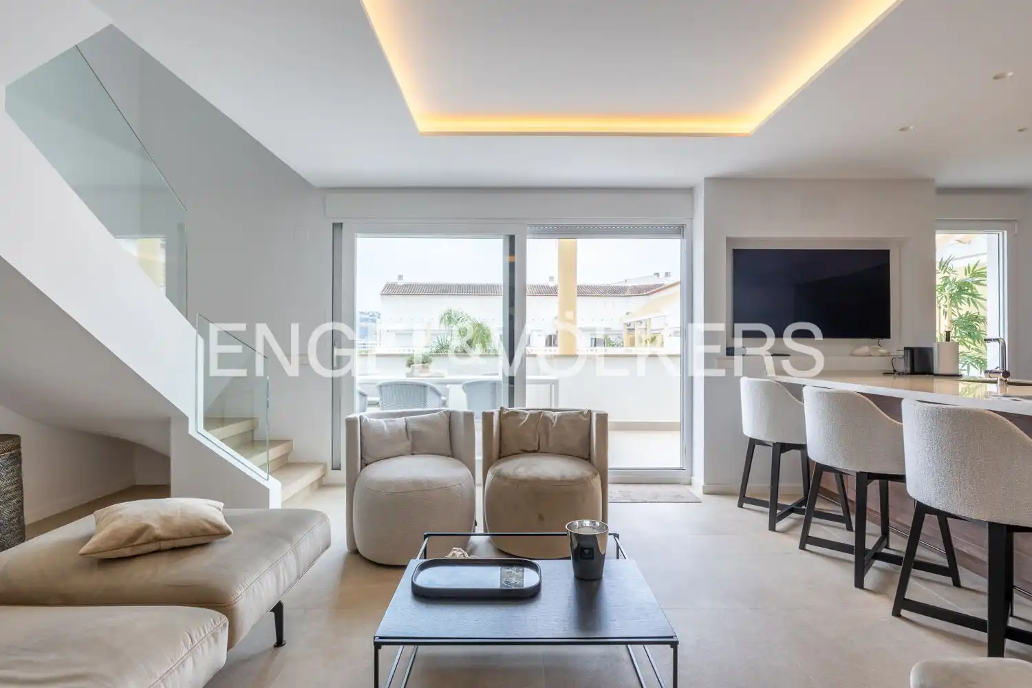 Wohnzimmer von Wohnung zum Verkauf in Jávea / Xàbia mit Klimaanlage, Heizung und Schwimmbad