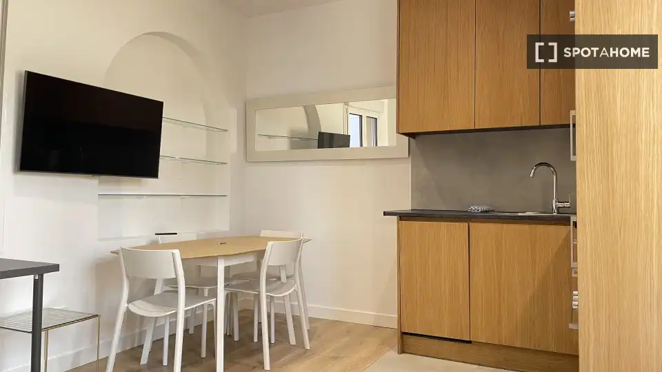 Kitchen of Study for share in Madrid  with Air Conditioner, Terrace and Furnished