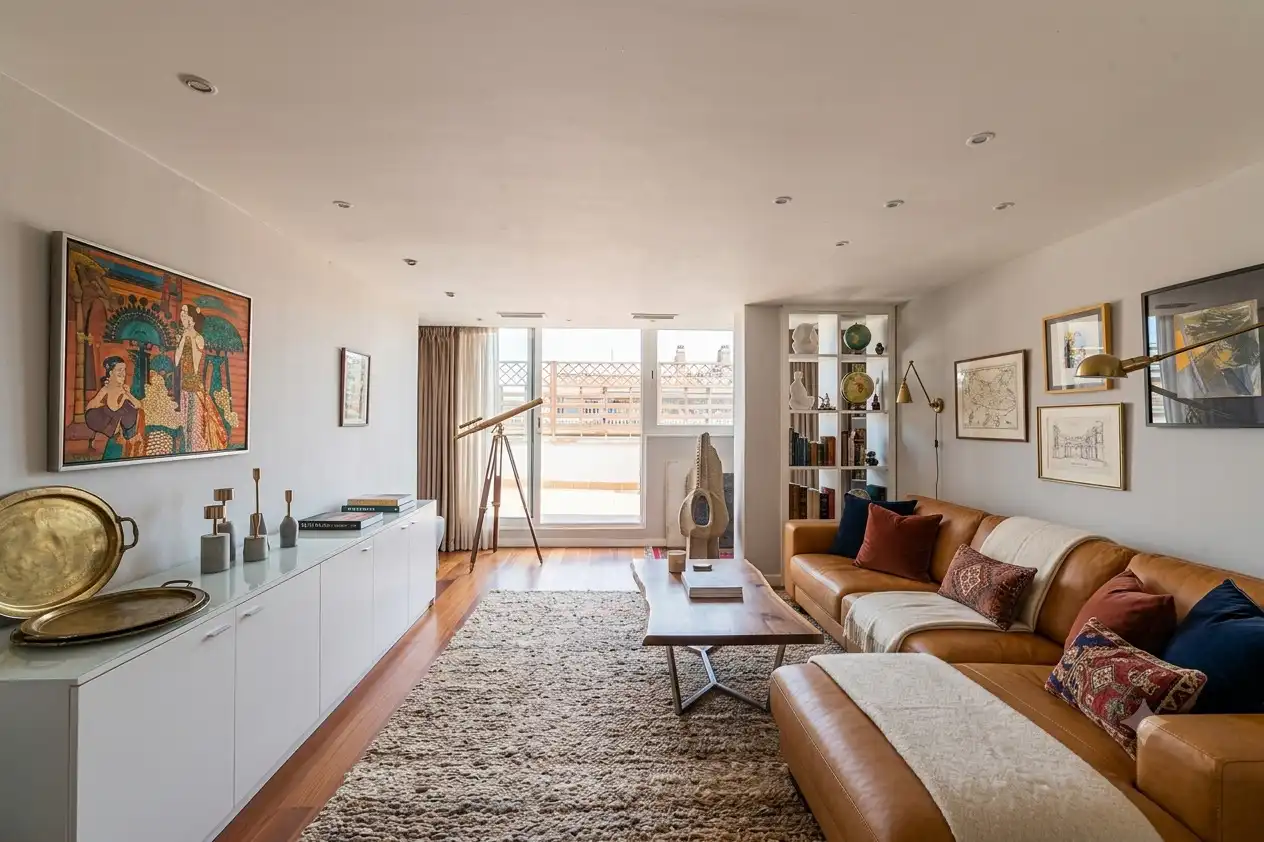 Sala de estar de Piso en venta en Barcelona con Aire acondicionado, Calefacción y Parquet
