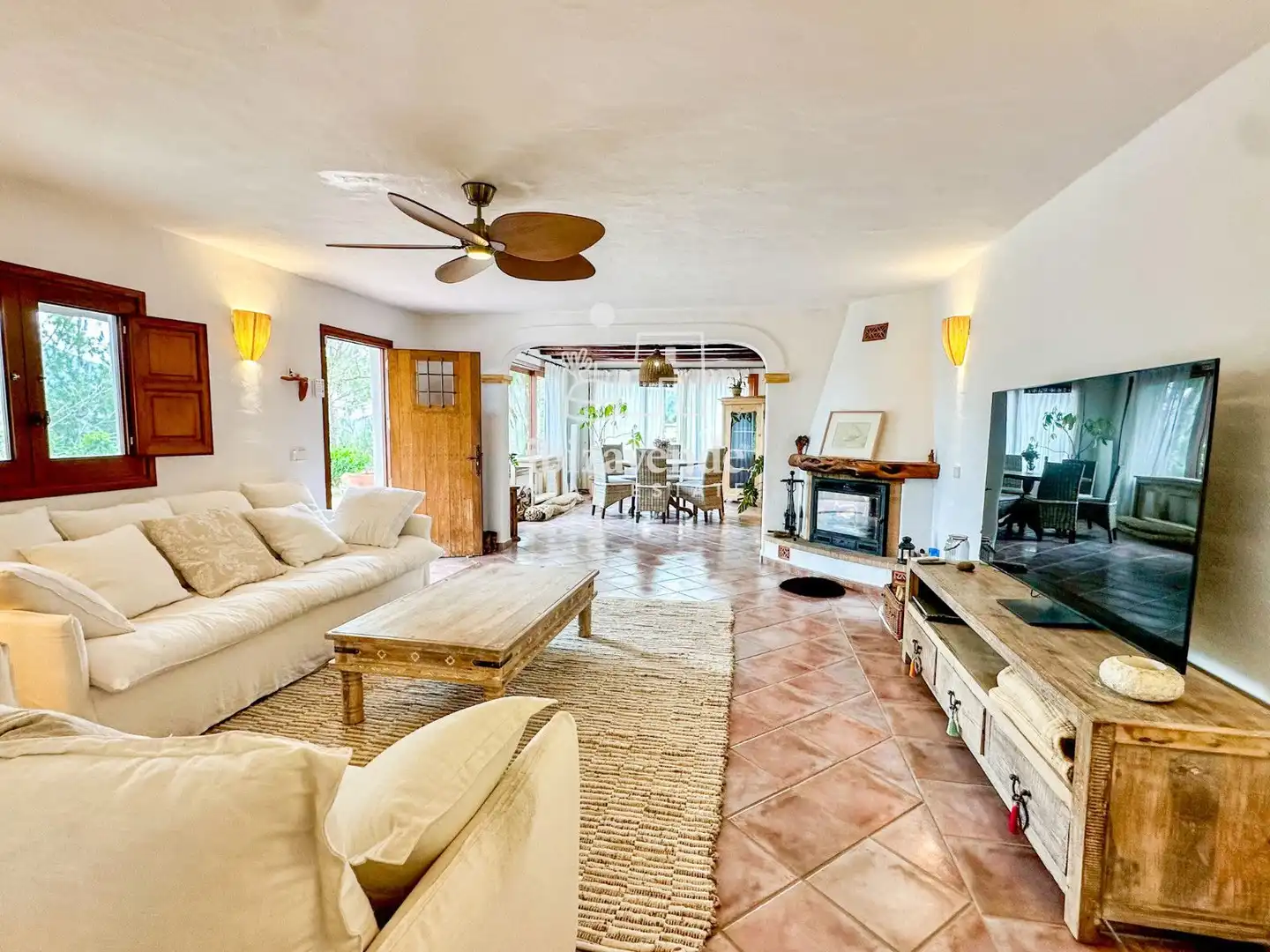 Living room of Houses for rent in Sant Joan de Labritja  with Air Conditioner, Terrace and Swimming Pool