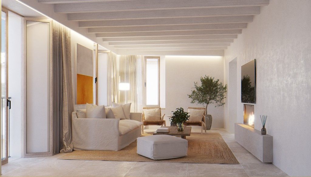Sala de estar de Finca rústica en venta en Artà con Aire acondicionado, Calefacción y Parquet