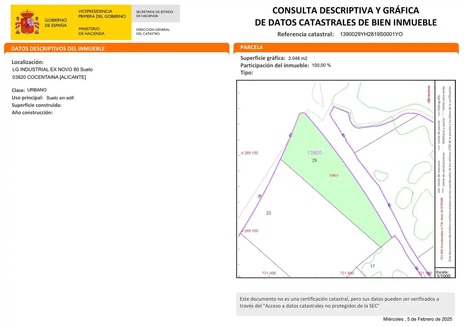 Terreno industrial en venta en Cocentaina