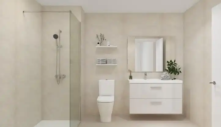 Baño de Apartamento en venta en Málaga con Aire acondicionado, Calefacción y Jardín privado