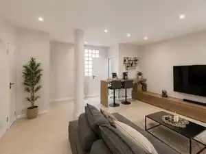 Sala de estar de Casa adosada de alquiler en Finestrat con Aire acondicionado, Jardín privado y Terraza