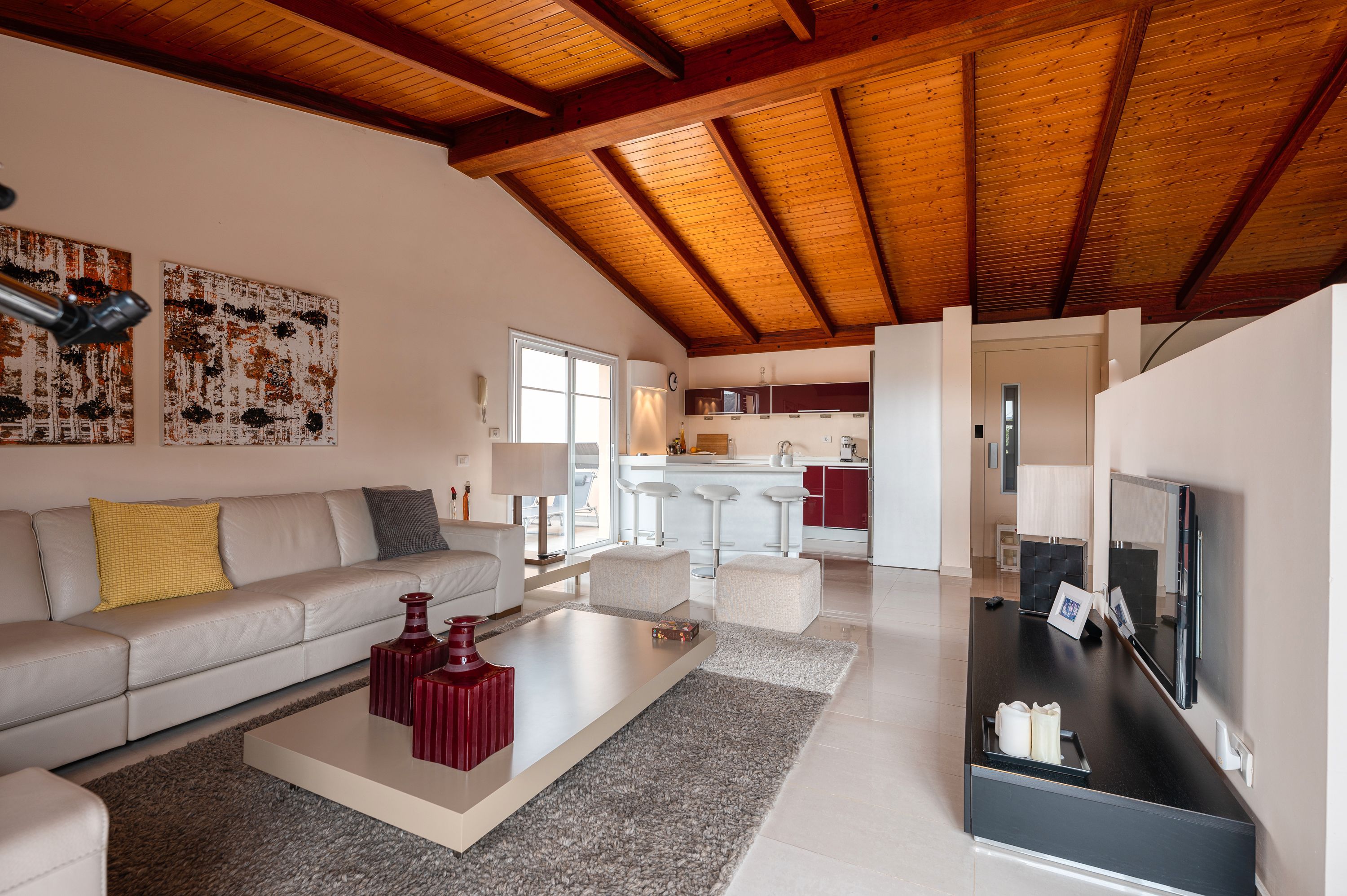 Sala d'estar de Casa adosada en venda en Arucas amb Parquet i Terrassa
