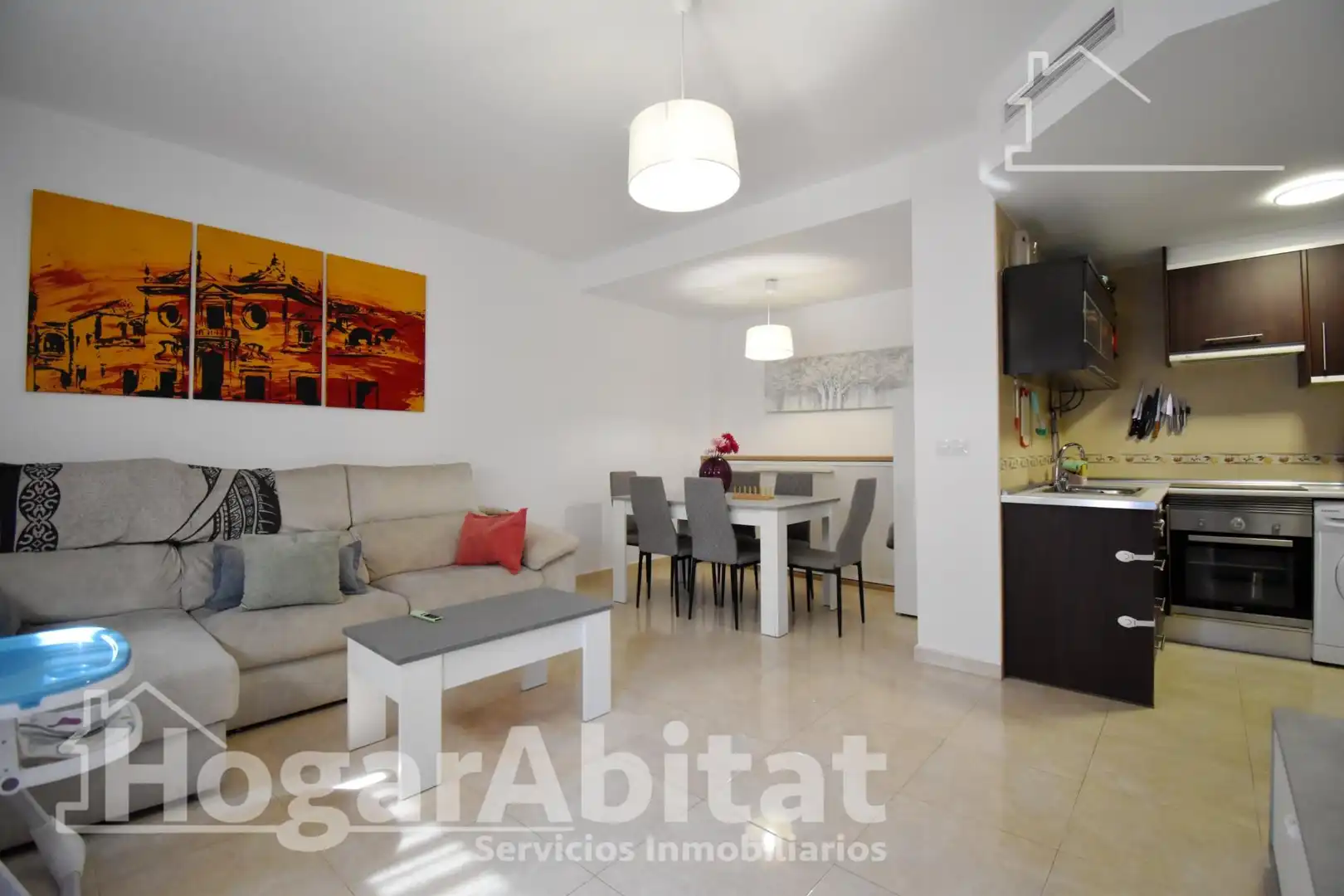 Sala de estar de Piso en venta en Bellreguard con Aire acondicionado, Calefacción y Jardín privado