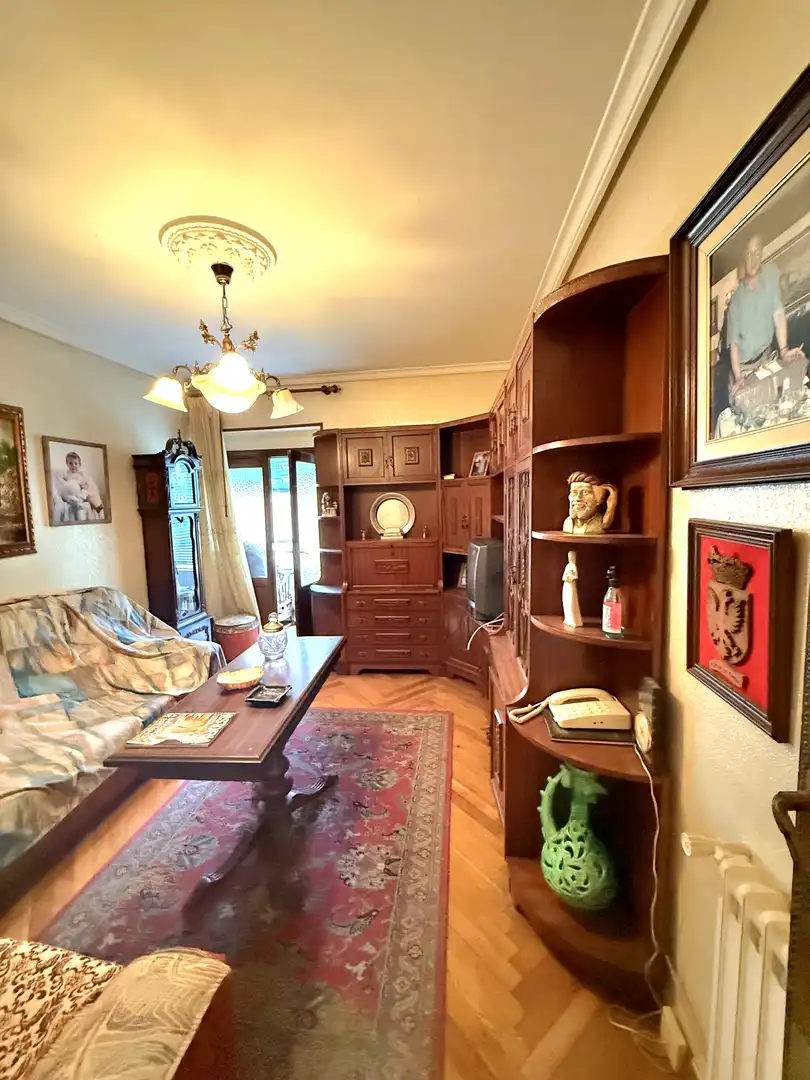 Sala d'estar de Pis en venda en Aguilar de Campoo amb Parquet, Terrassa i Moblat