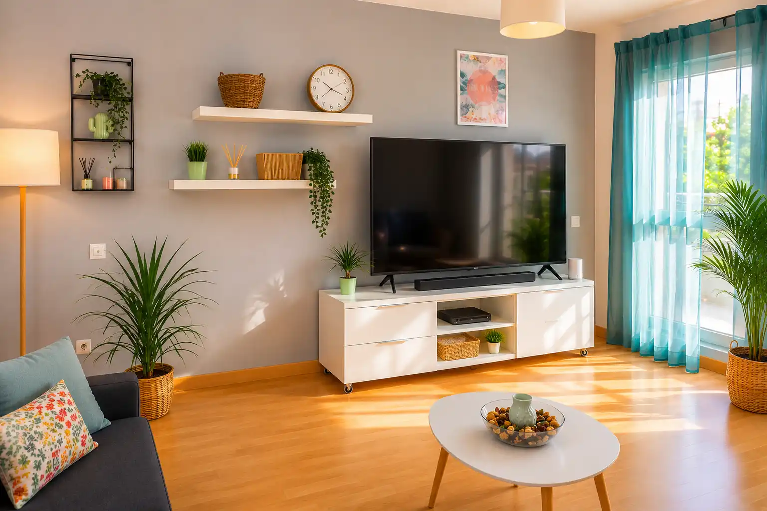 Sala d'estar de Apartament de lloguer en Benalmádena amb Aire condicionat, Calefacció i Jardí privat