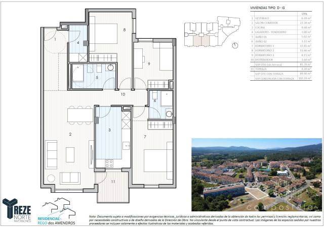 Piso en Venta en Pedregal, Residencial 'Rego Dos Ameneiros' en Bertamirans