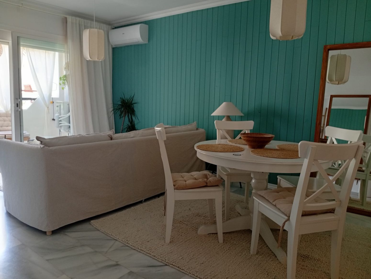 Dining room of Flat for sale in Mijas  with Air Conditioner, Private garden and Furnished